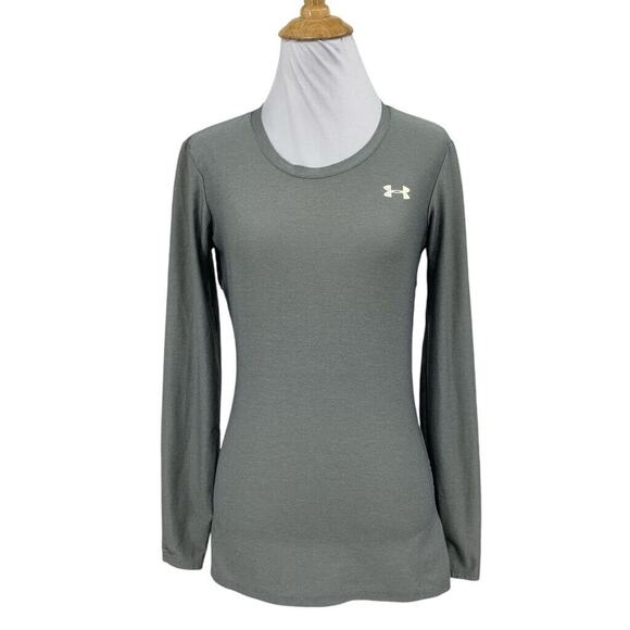 Under Armour Shirt Womens S Small Titanium Fitted Heatgear Long Sleeve Stretch - Picture 1 of 13
